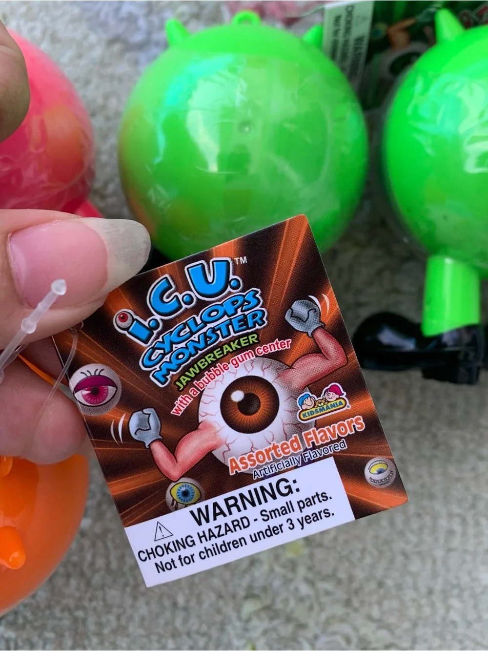 Lot of 4 Kidsmania I.C.U. Cyclops Monster Novelty Jawbreaker Toy Containers